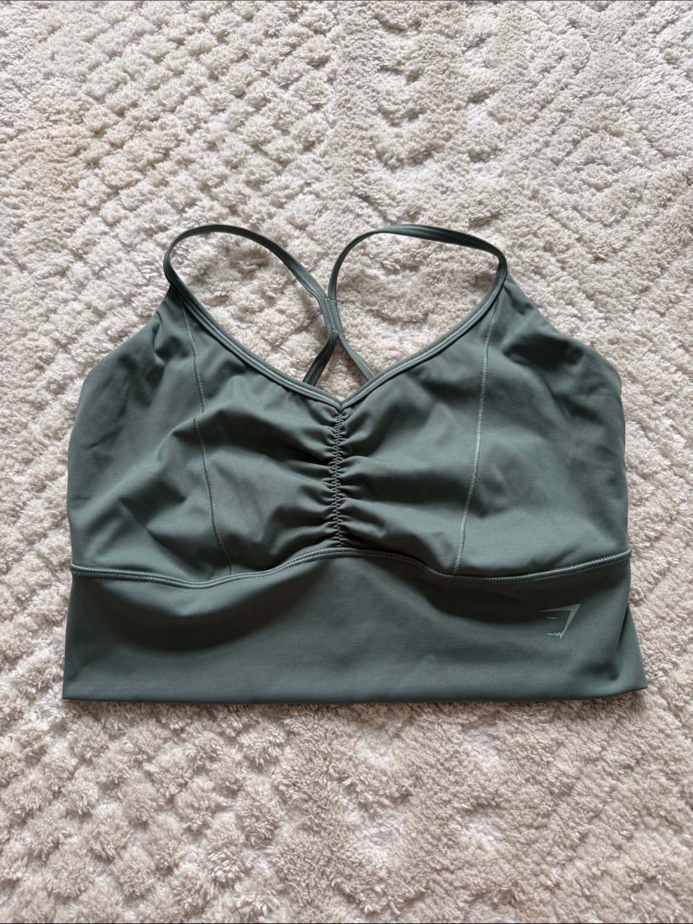 Gymshark Olive Green Ruched Cross-Back Sports Bra